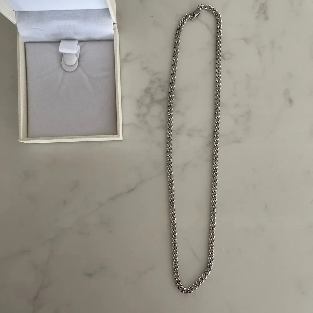 Silver Cuban Chain Necklace 4 MM